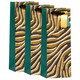 image 1 of Multipack of 3 Bottle Gift Bags | Party Bags for Presents | Birthdays/Thank You | For Her/Friend | Animal Print Design Gold
