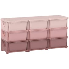 HOMCOM Kids Storage Units with Drawers 3 Tier Chest Dresser Tower Pink | 113 x 37 x 56.5 cm