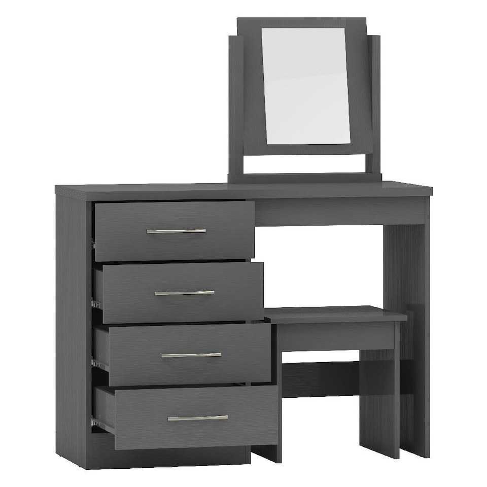 image 1 of Nevada 4 Drawer Dressing Table Set Grey | 3D Effect Grey