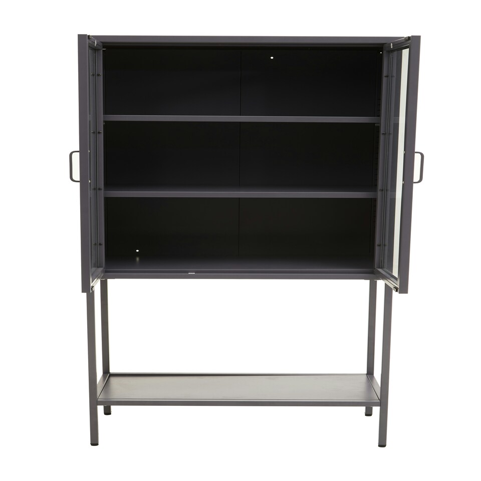 image 1 of Interiors by Premier Adjustable Two Door Grey Cabinet With Shelf, Sleek Design Bedorom Cabinet, Versatile Storage Shelving Cabinet Grey