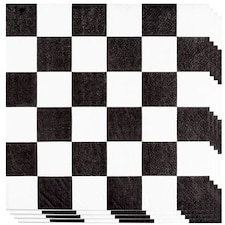 Racing Black And White Chequered Biodegradable Luncheon Napkins 33cm 3Ply - Pack of 20