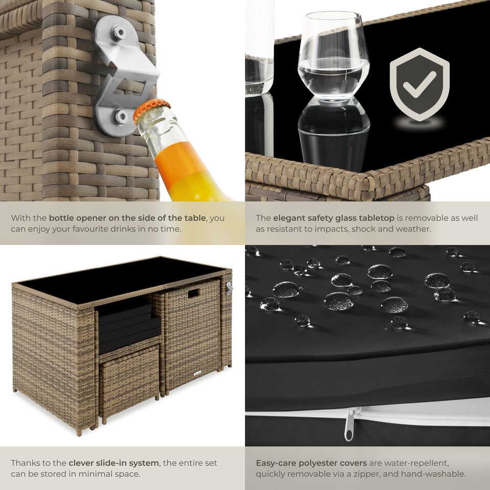 image 1 of Garden Table and Chairs Palermo - up to 4 people, chairs, stools and table, weather and UV-resistant | Cream | nature | 1