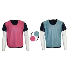 Precision Childrens/Kids Plain Mesh Reversible Training Bib - Pink/Sky - 10-14 Years