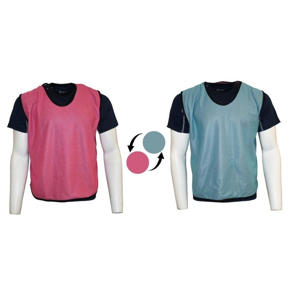 Precision Childrens/Kids Plain Mesh Reversible Training Bib - Pink/Sky - 10-14 Years