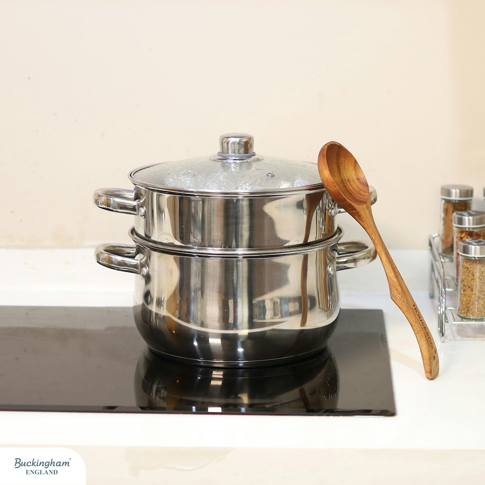 image 1 of Buckingham Stainless Steel 3 Tier Steamer Set 18 cm  Premium Quality