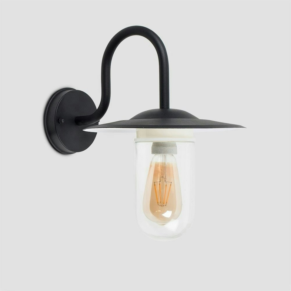image 1 of ValueLights Black Lynton Outdoor Wall Lantern with 4W Amber Bulb Black
