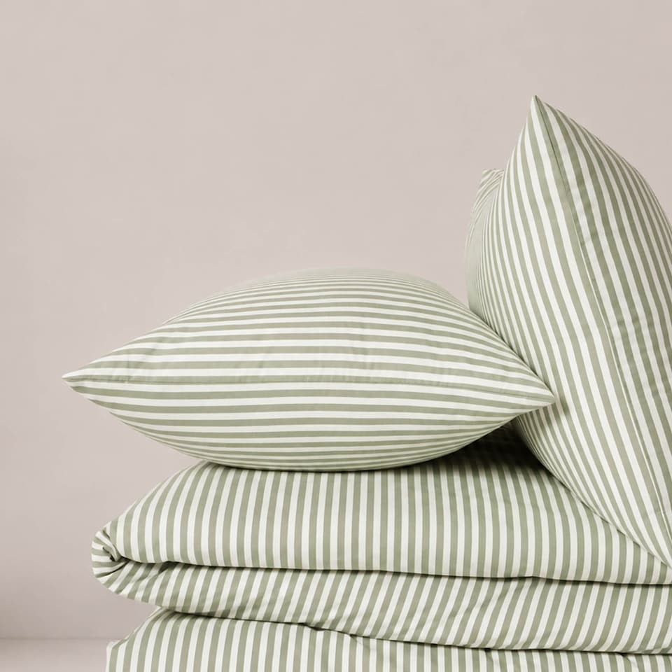 image 1 of Martex Studio Edition Green Pinstripe Duvet Cover Set - King