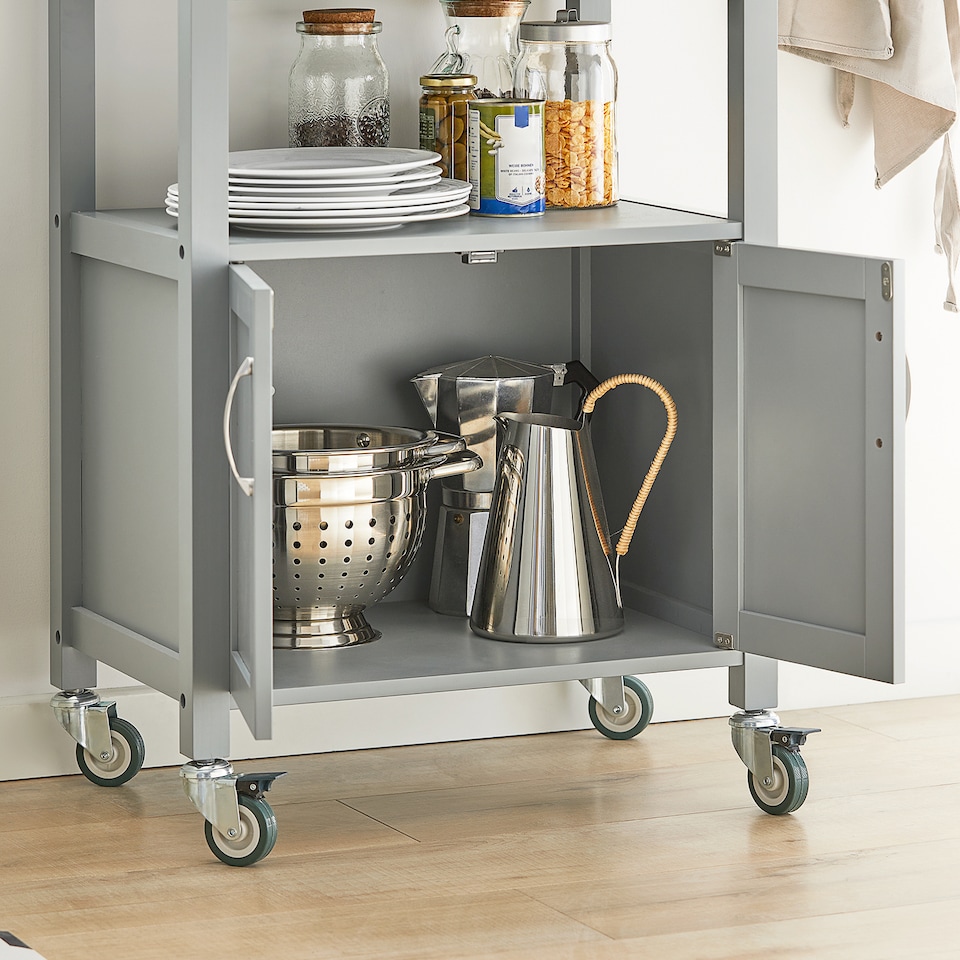 image 1 of SoBuy FKW22-HG,Stainless Steel Top Kitchen Trolley Microwave Stand on Wheels