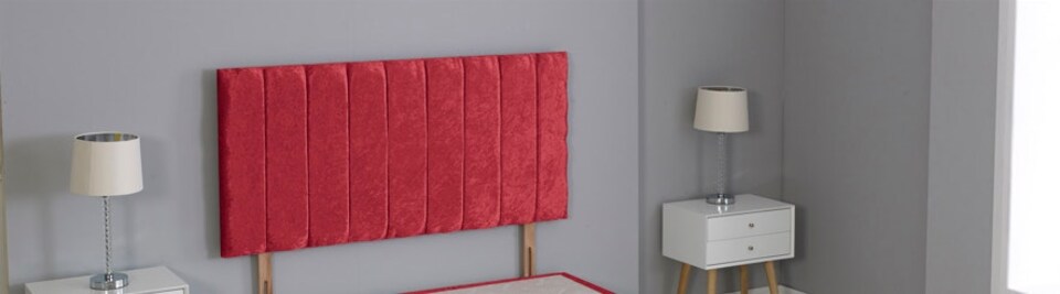 Red Crushed Velvet 9 Panel Headboard | Red | 3FT Single 26"inch Headboard
