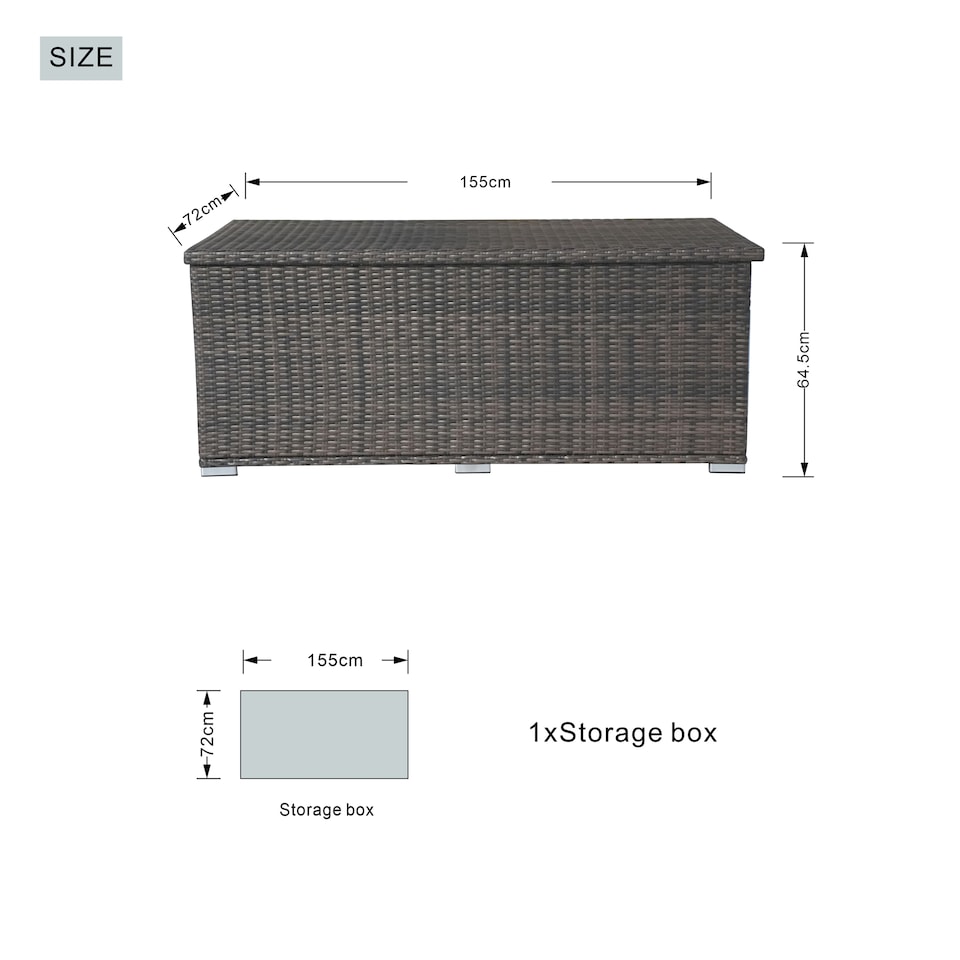 image 1 of Direct Wicker 495L Outdoor Garden Rattan Storage Box, Medium Deck Storage Box for Patio, Yard | Brown