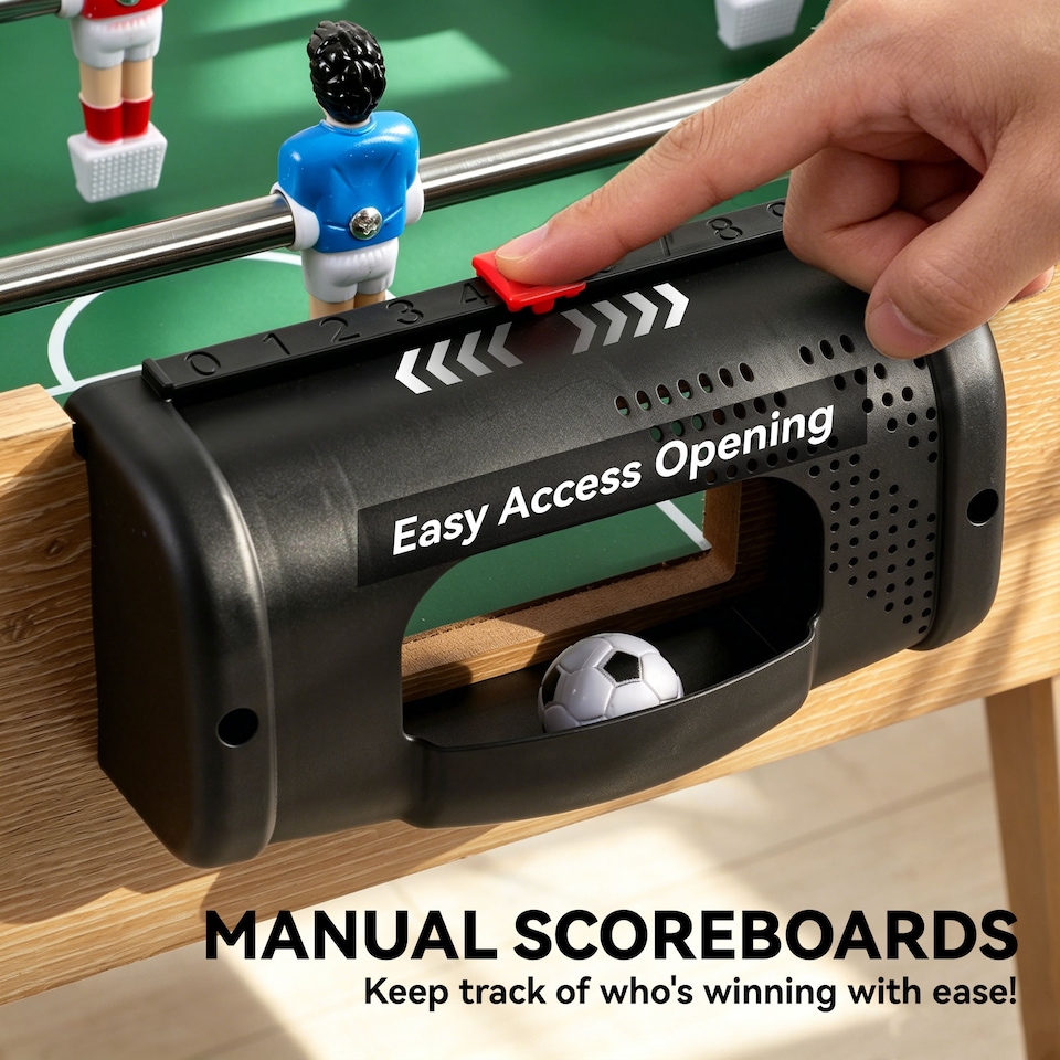 image 1 of SPORTNOW 4ft Table Football, Foosball Table Game for Adults, Natural Wood