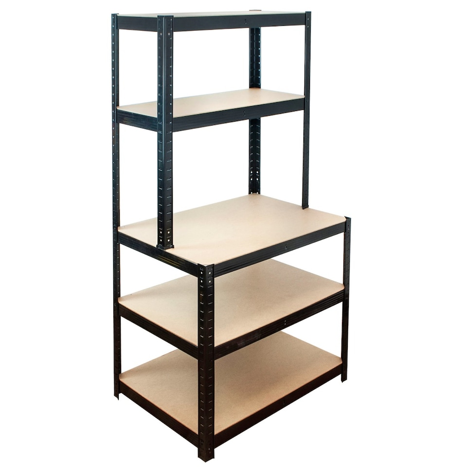 image 1 of TekBox Boltless Garage Shelving Rack with Worktop