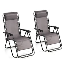 VonHaus Verona Set of 2 Textilene Folding Garden Zero Gravity Chairs