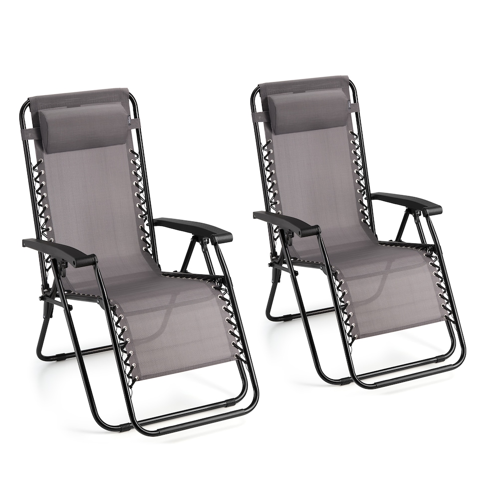 image 1 of VonHaus Verona Set of 2 Textilene Folding Garden Zero Gravity Chairs