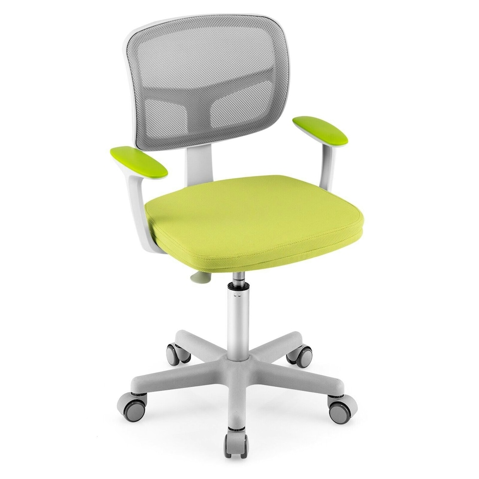 image 1 of COSTWAY Kids Computer Desk Chair Low-Back Task Study Chairs Yellow Yellow