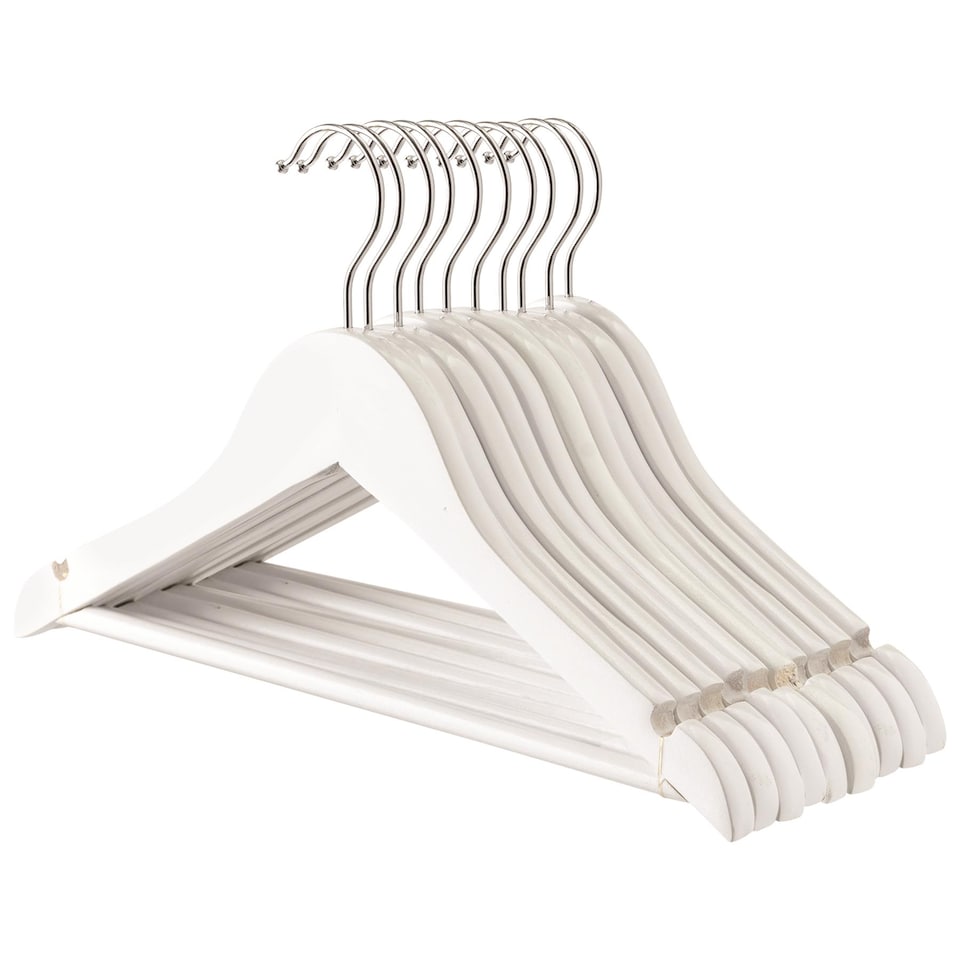 image 1 of Harbour Housewares Wooden Children's Hangers - White - Pack of 10