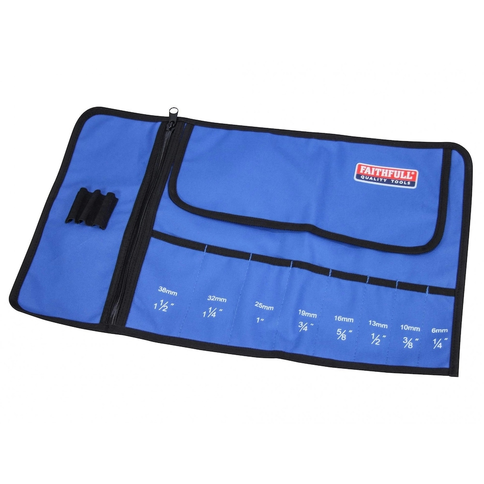 image 1 of Faithfull Chisel Roll - Multi Colour - 8 Pocket, 32 x 50cm Multi