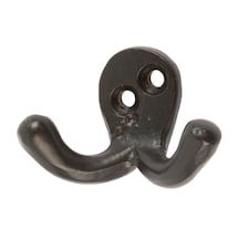 Hammer & Tongs Double Coat Hook - W50mm x H35mm - Black | Black | Black | One Size