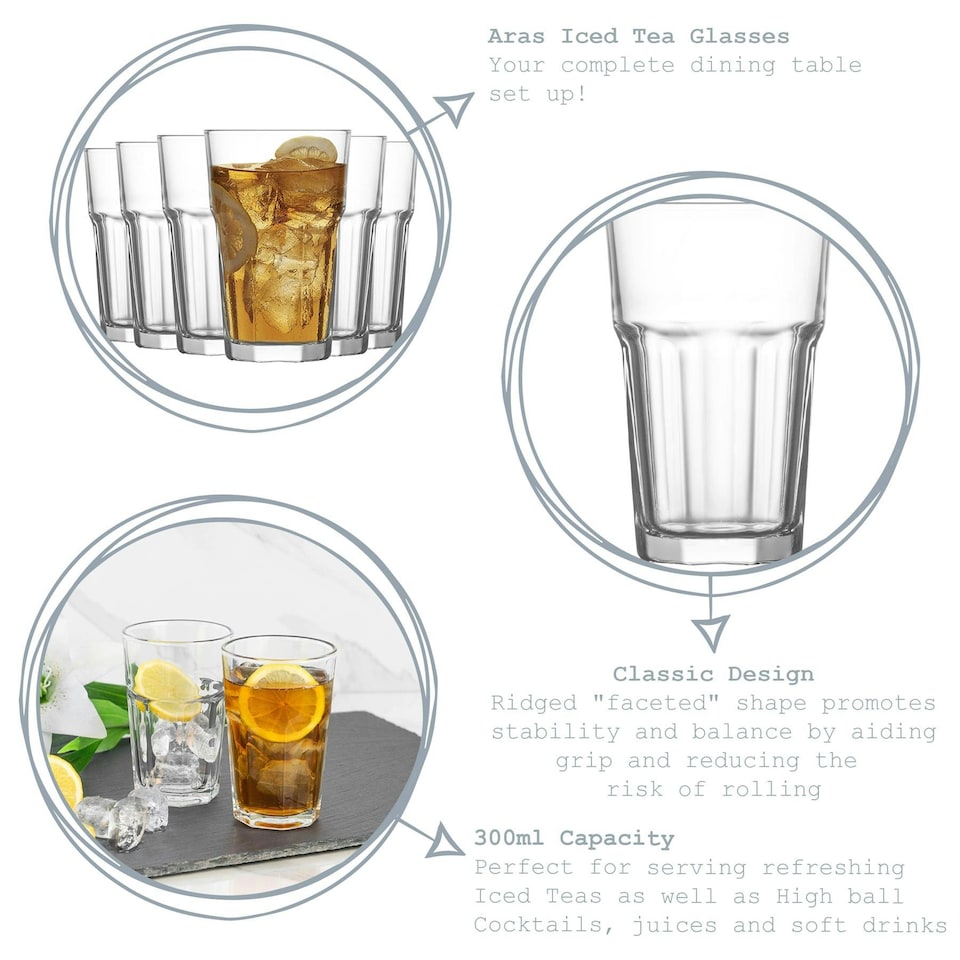 image 1 of LAV Aras Highball Glasses - 300ml - Clear - Pack of 6 Clear