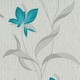 image 1 of Erismann Fleur Vinyl Textured Wallpaper - Teal - 10m x 53cm Green