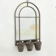 image 2 of Wall Mirror with Triple Planter - Distressed Metal - L15 x W45 x H78 cm | Grey