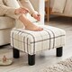 image 5 of HOMCOM Chic Linen Fabric Foot Stool Ottoman Cube with Legs