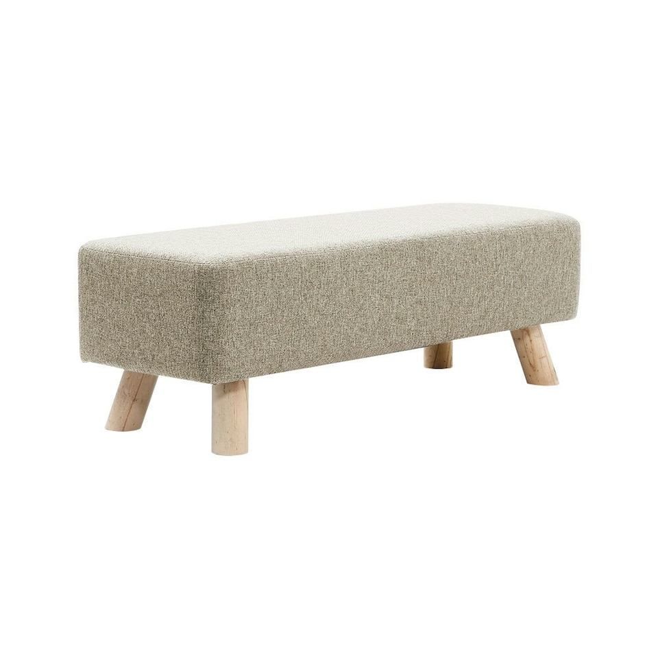 image 1 of Living and Home Rectangular Tofu-shaped Footrest with Solid Wooden Legs, Beige