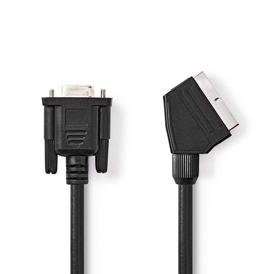 image 1 of Nedis 2m SCART Adapter Cable SCART Male to VGA Female, Nickel Plated - Black