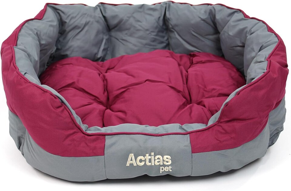 image 1 of Actiaspet Waterproof Pet Bed Reversible Cushion Multiple Sizes (Grey/Burgundy, Large)