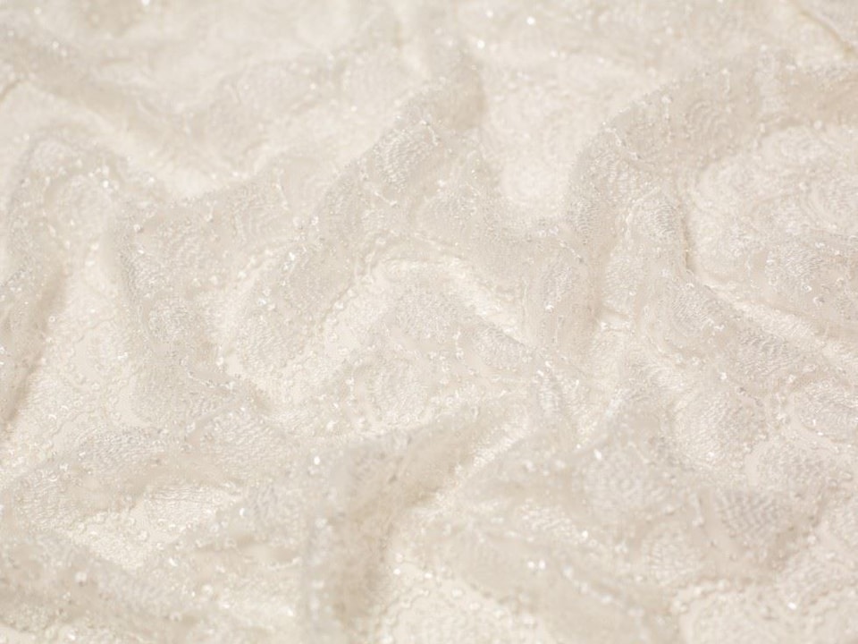 Cream Jessica Beaded Lace Fabric for Bridal, Dressmaking, 132cm / 51" Wide - per metre
