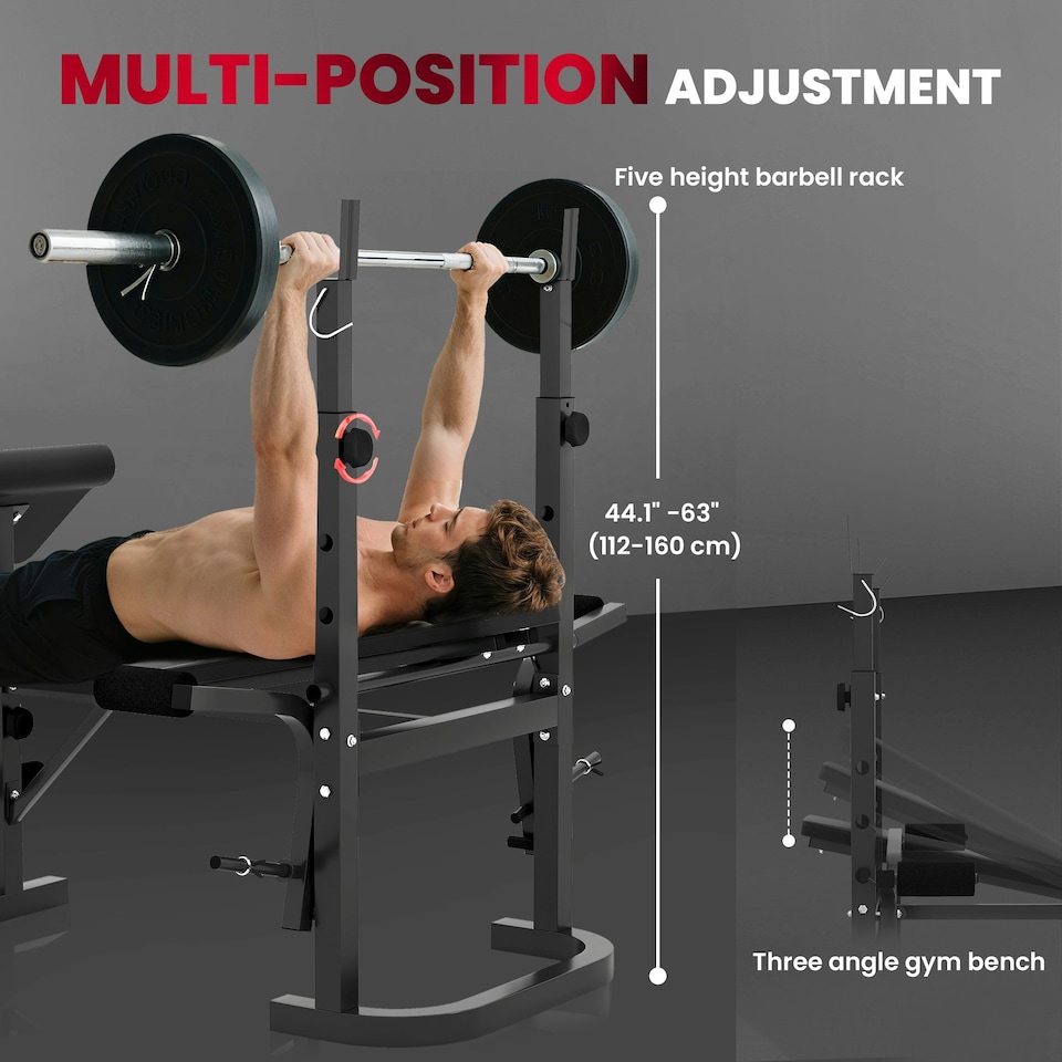 image 1 of SPORTNOW Multi-Exercise Incline/Flat Weight Bench with Bench Press Rack