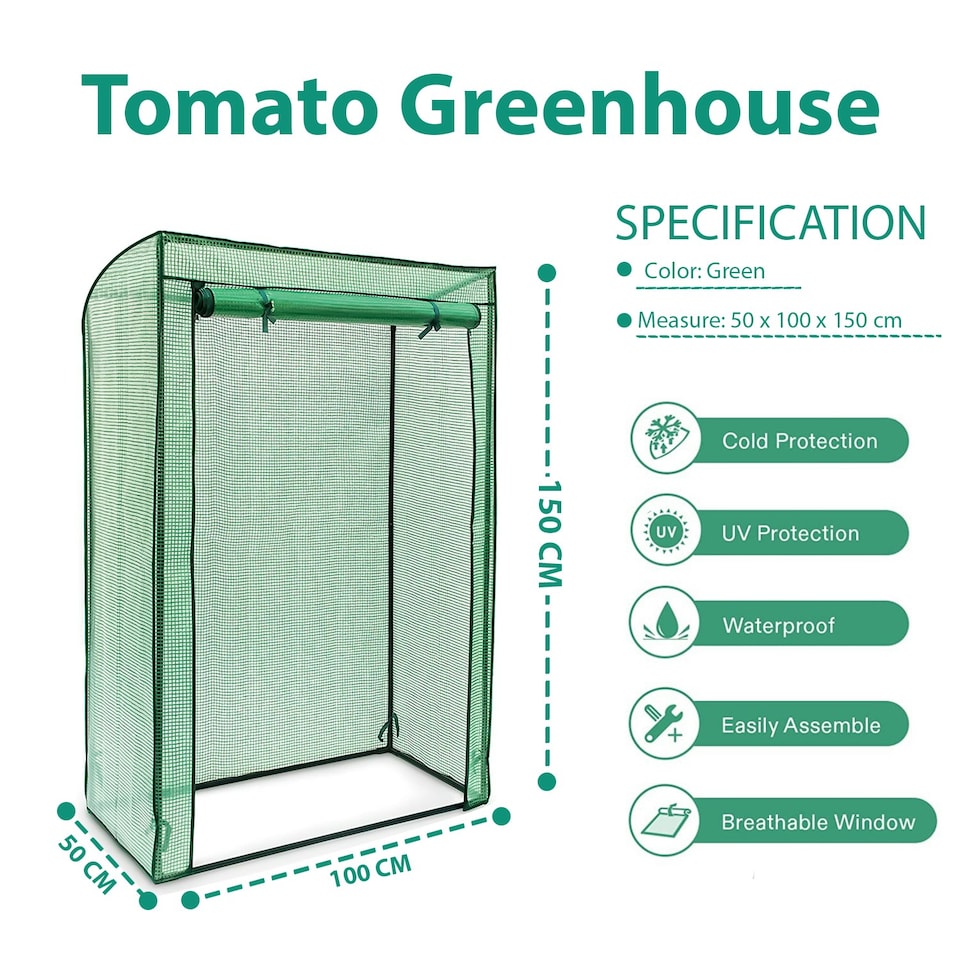 image 1 of Tomato Greenhouse Reinforced Frame & Cover Outdoor Garden Plant Grow Green House