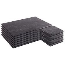 Argon Tableware 12pc Marble Placemats & Square Coasters Set - Black | Black | Black