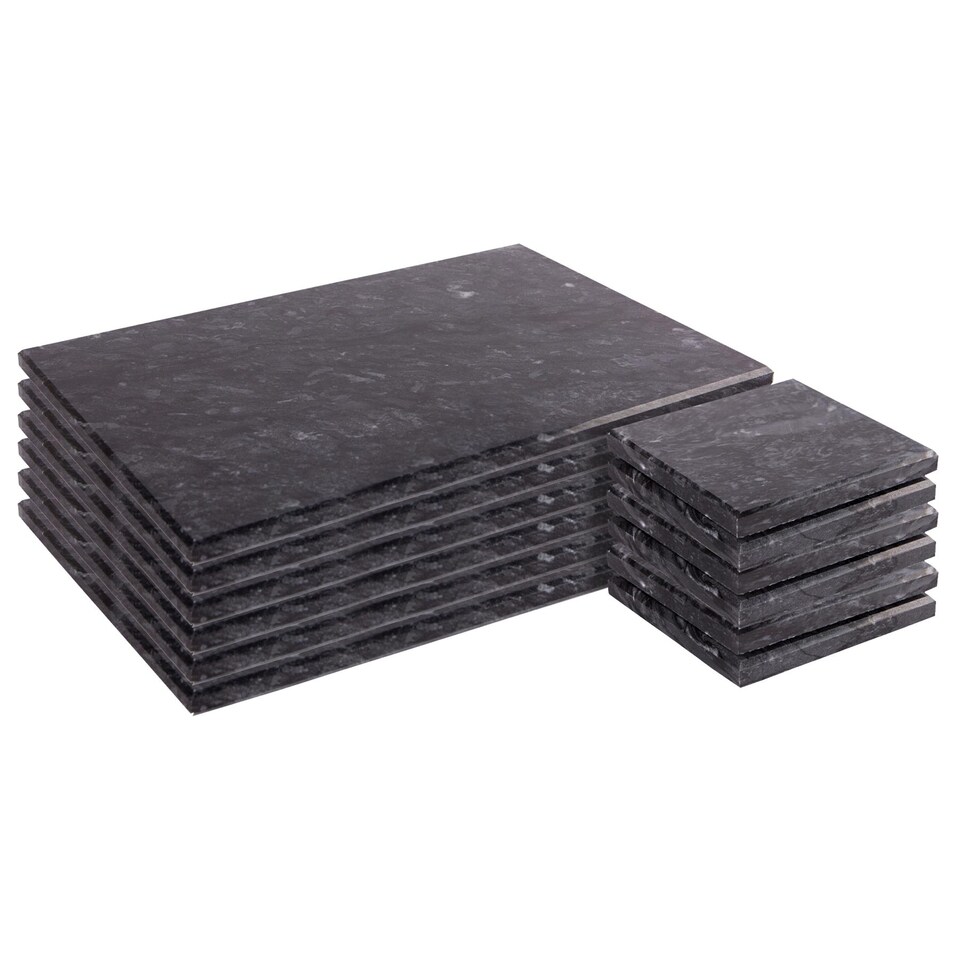 image 1 of Argon Tableware 12pc Marble Placemats & Square Coasters Set - Black | Black | Black