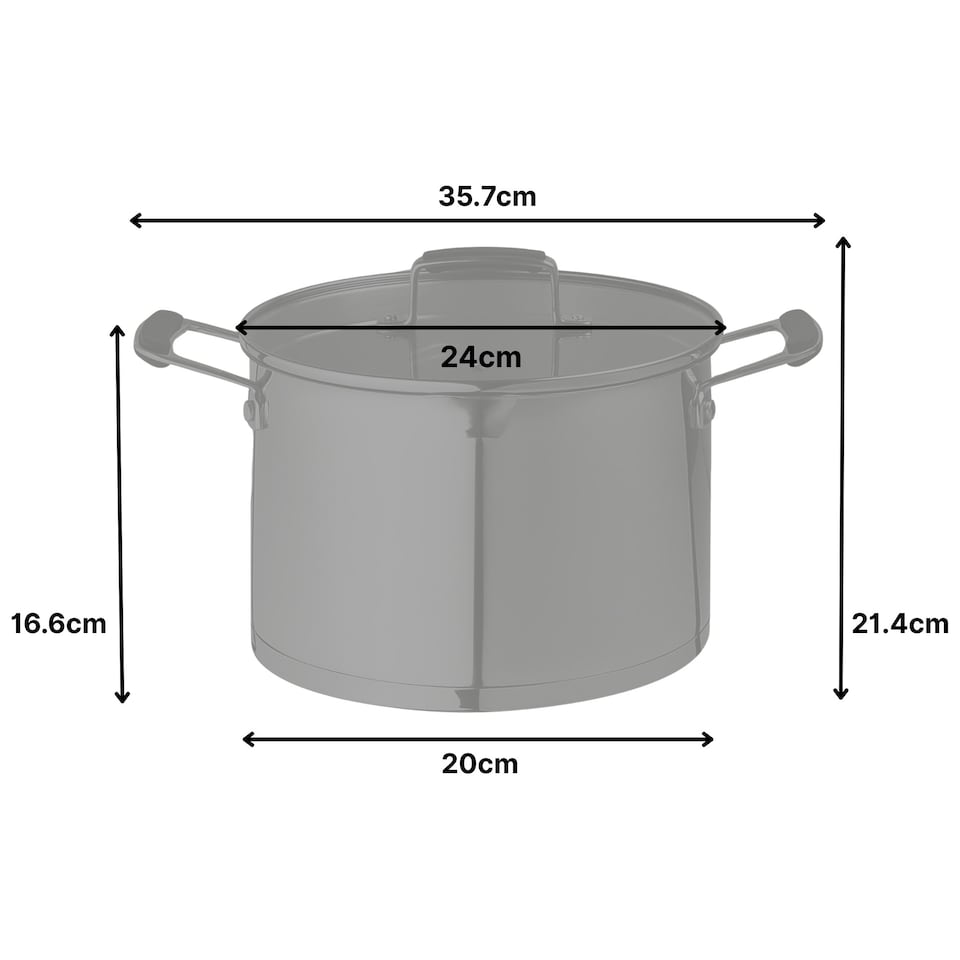 image 1 of Prochef 24cm Stainless Steel Stockpot with Glass Lid All Hob Cooking Pot