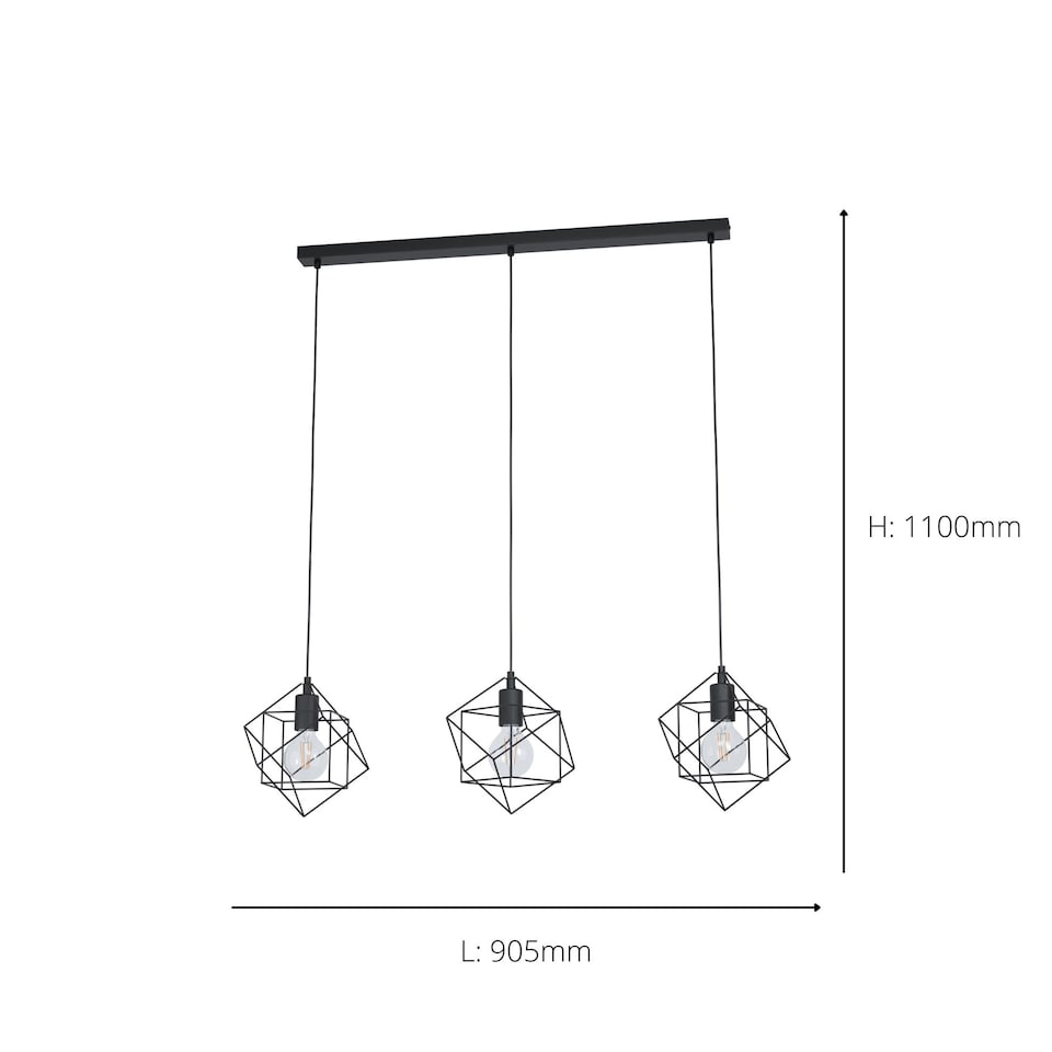 image 1 of Helix 3 Light Black Pendant Ceiling Light | Black