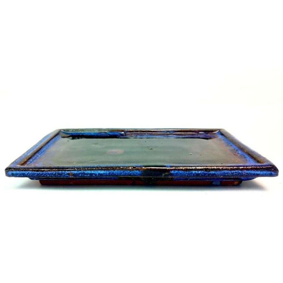 Yorkshire Bonsai 28cm Glazed Bonsai Pot Drip Tray Rectangle Blue