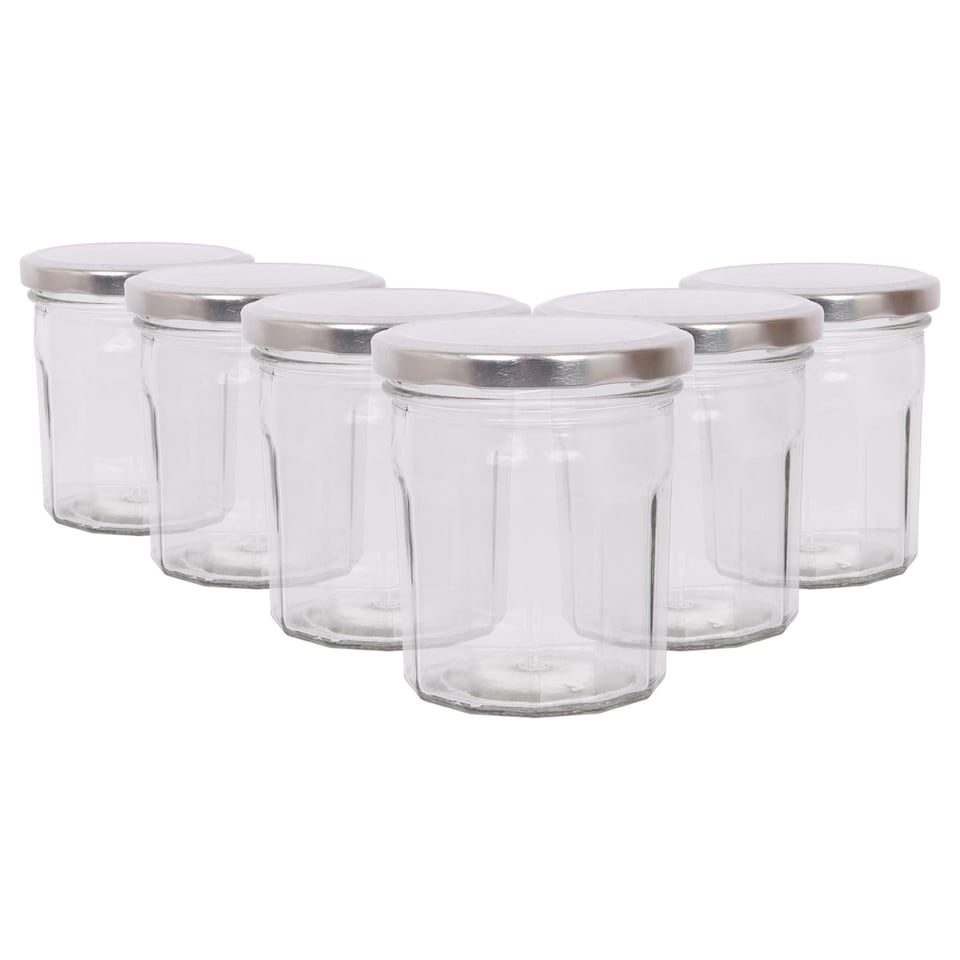 image 1 of Argon Tableware Glass Jam Jars with Lids - 310ml - Pack of 6