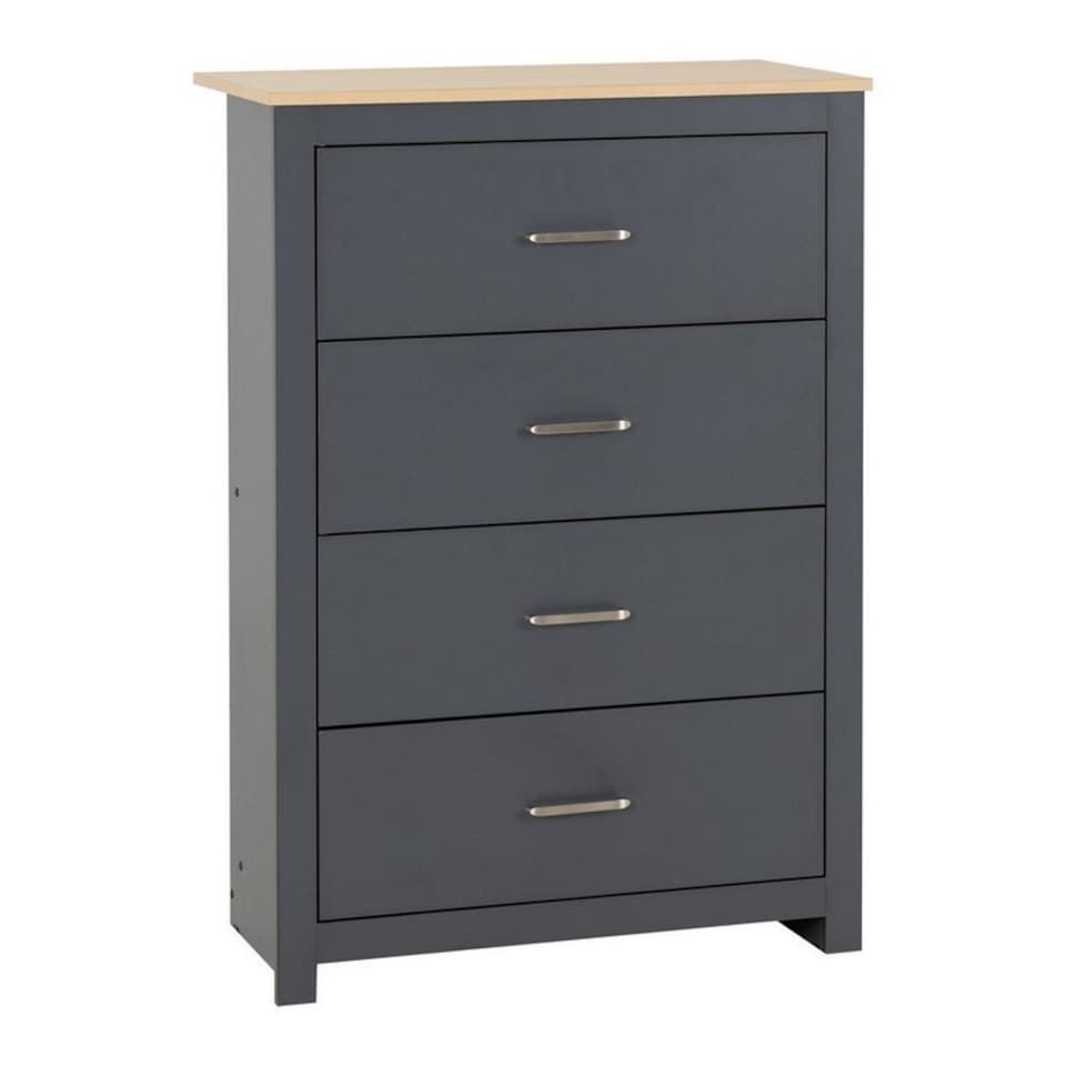 image 1 of Portland 4 Drawer Chest - L40 x W80 x H114 cm - Grey/Oak Effect