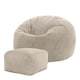 image 1 of icon Kingston Cord Adults Bean Bag Chair and Pouffe, Ready Filled Beanbag and Footstool Stone Beige Cream