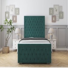 Sloomy Monroe Emerald Plush Bed Frame With 50" Upholstered Headboard 2'6 Small Single
