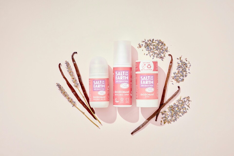 image 1 of Salt of the Earth Refillable Roll On Deodorant with Natural Ingredients Lavender & Vanilla Vegan Smart Refillable Format 75ml | Pink