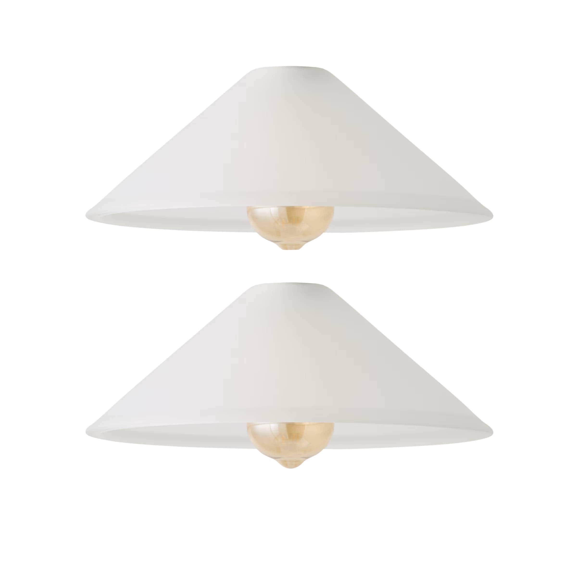 ValueLights Pair Tapered Dome White Frosted Glass Ceiling Shades