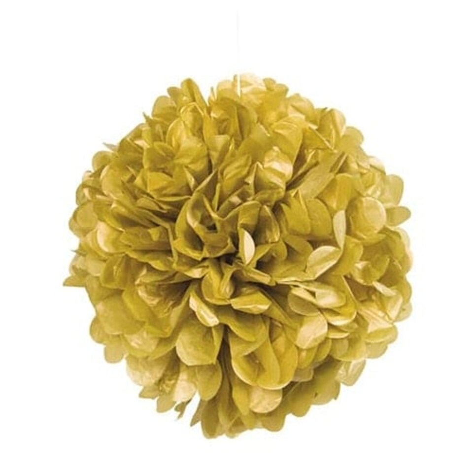 image 1 of Gold Honeycomb Hanging Decoration Puff Ball 40cm