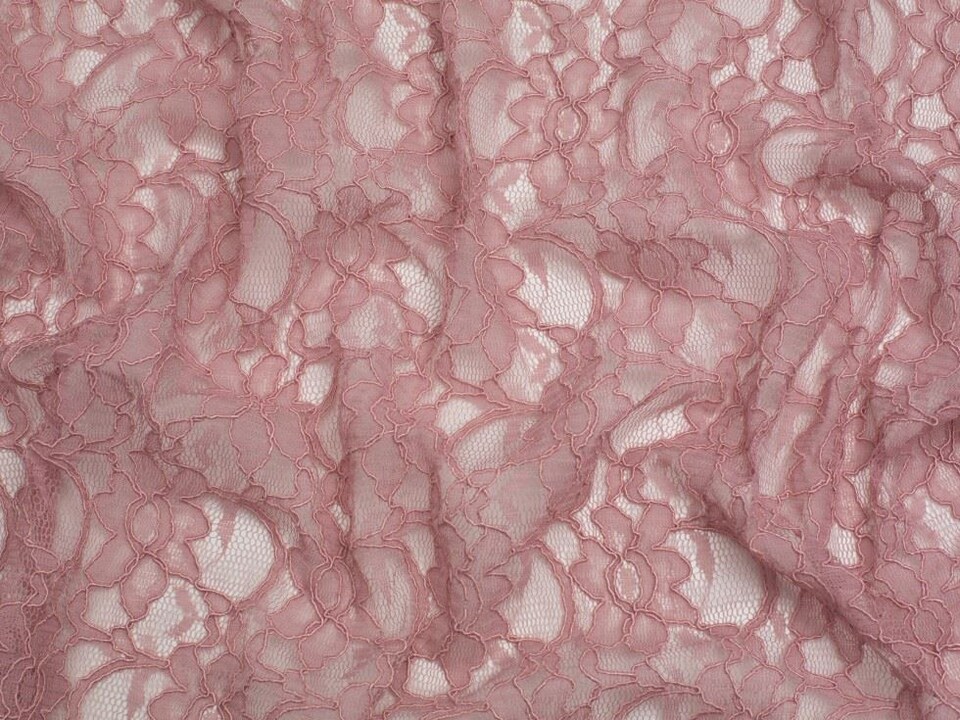 Pink Chantilly Corded Lace Fabric for Bridal, Dressmaking, 134cm / 52" Wide - per metre