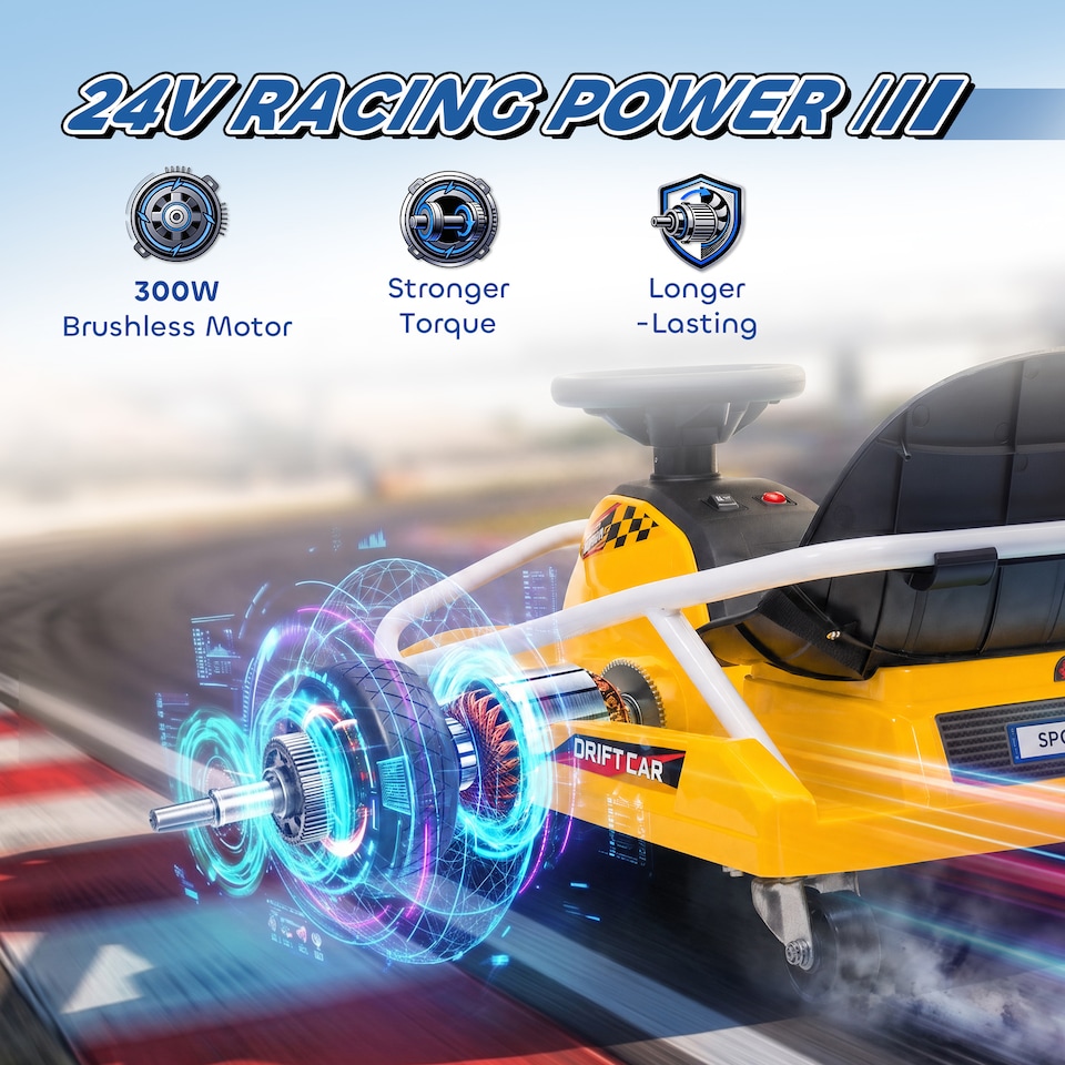 image 1 of AIYAPLAY 24V Electric Go Kart for Kids with Drift Mode, Soft Start