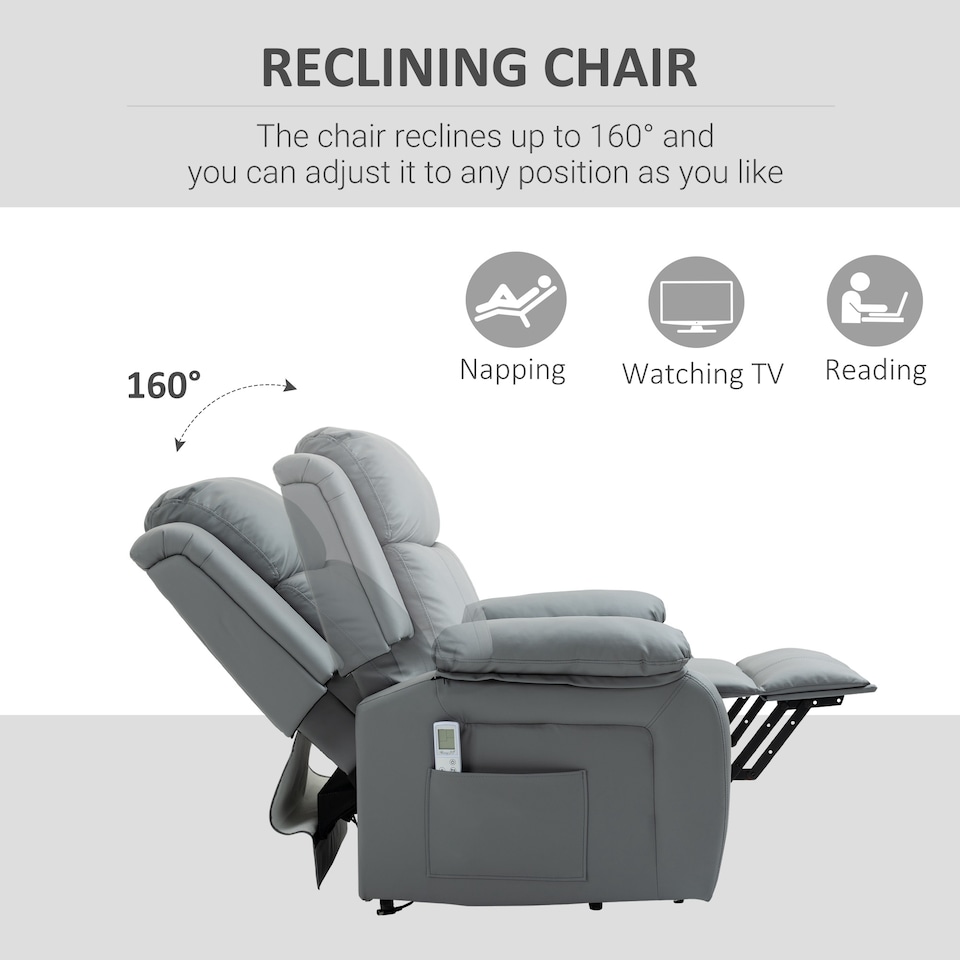 image 1 of HOMCOM Riser and Recliner Chair Power Lift Recliner with Remote, Grey | Grey