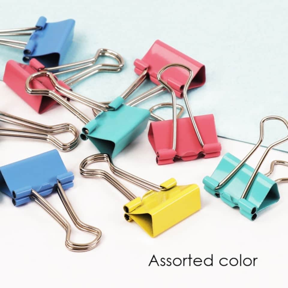 image 1 of Pack of 60 15mm Assorted Colour Fold Back Binder Clips