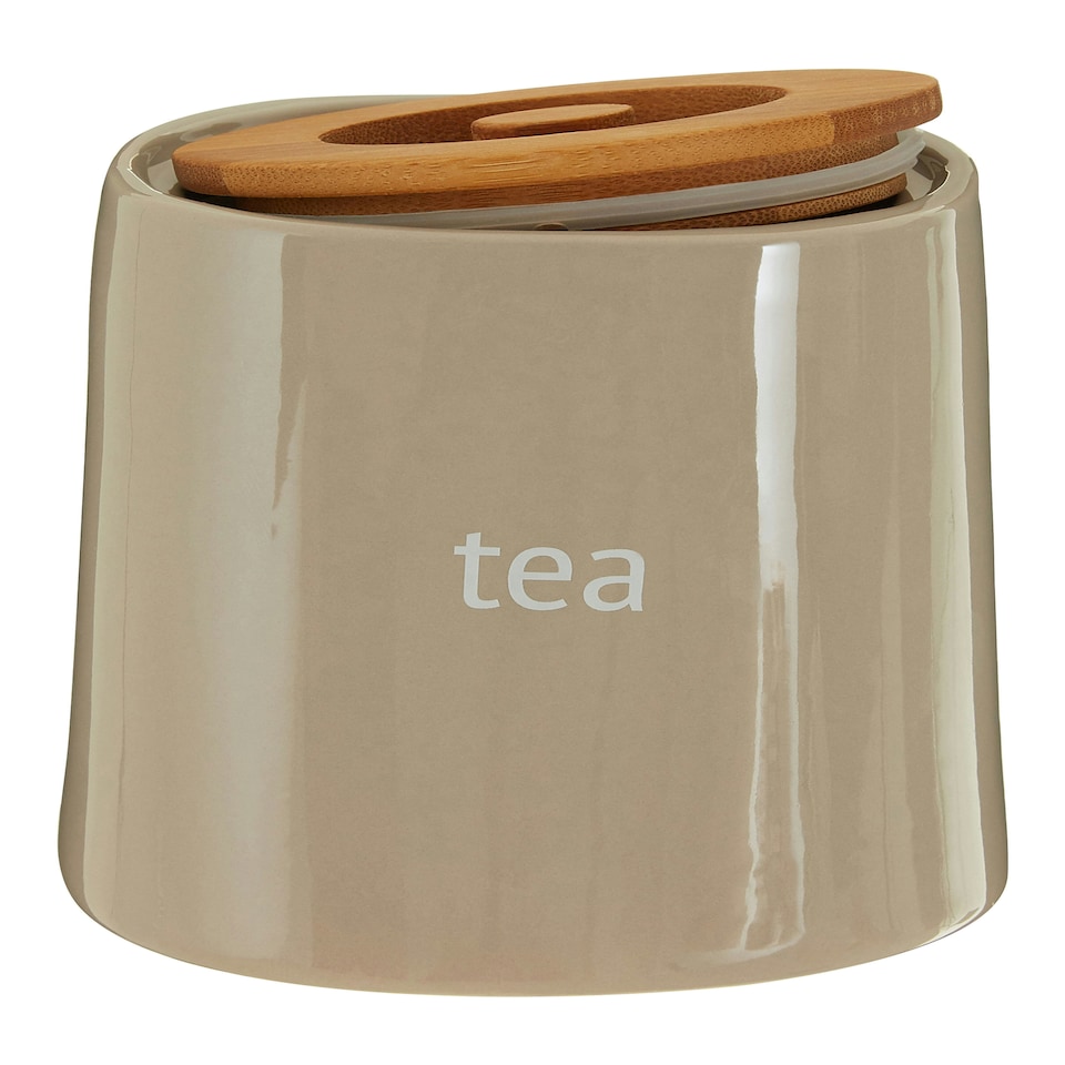image 1 of Interiors By Premier Functional Design Beige Ceramic Tea Canister, Chic Design Ceramic Canister, Durable Canister For Ingredients