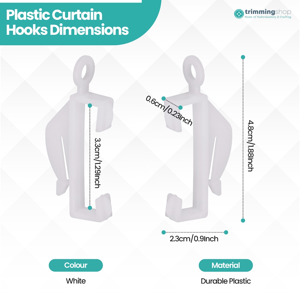 image 1 of Plastic Curtain Hook, Strong & Durable White Curtain Hooks - 50pcs